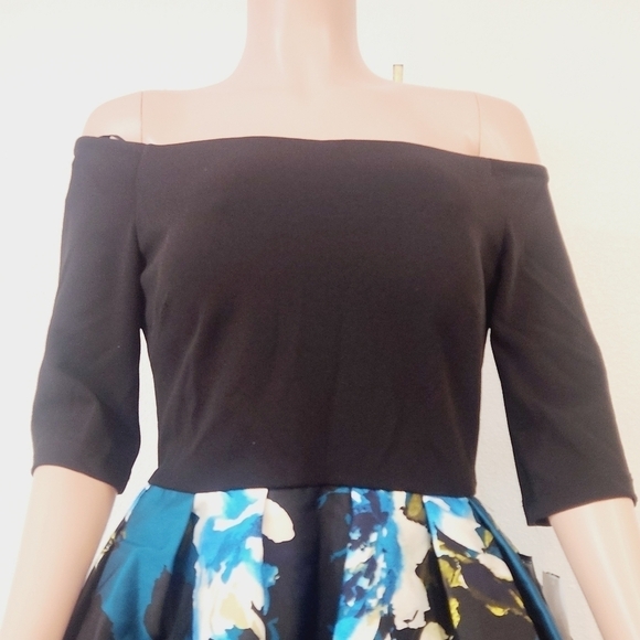 BESTY & ADAM Caipirinha Cocktail Blue & Black Mini Dress With Pockets Size 10 - Picture 3 of 12